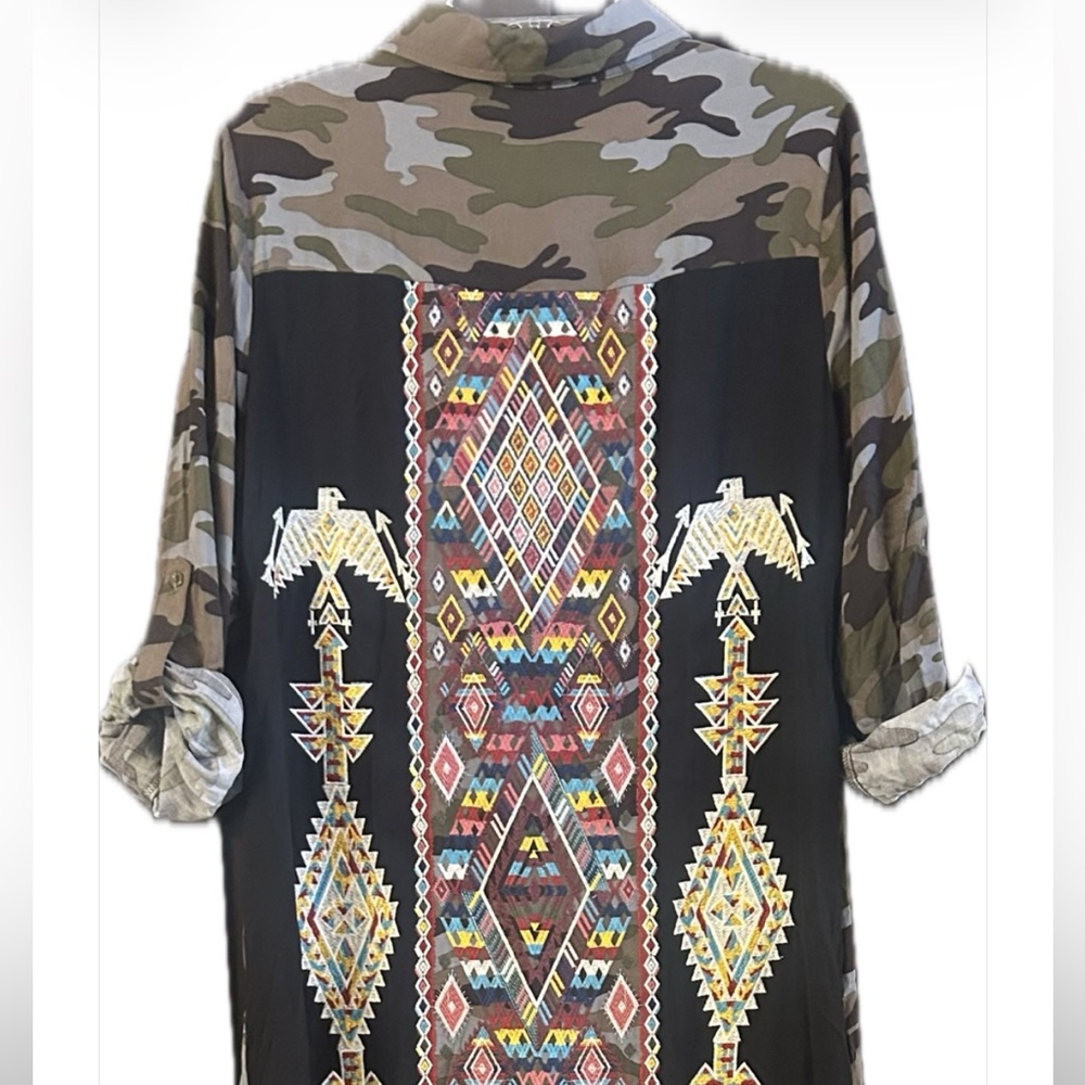 Andree by Unit Camo Aztec Bohemian Duster Dress Sz L